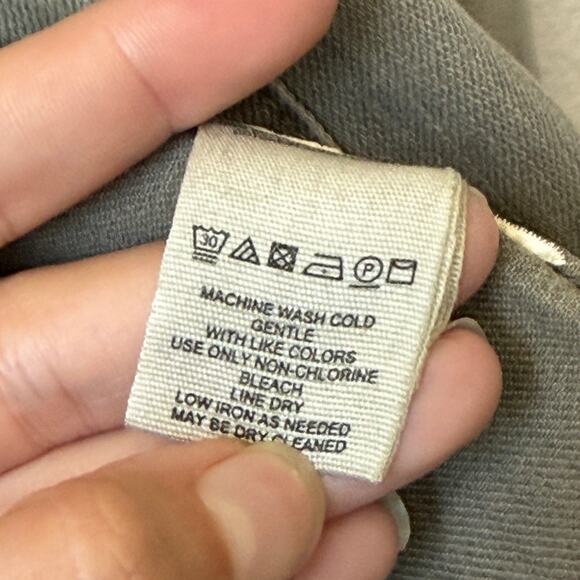 Free People Moonchild Olive Distressed Denim Shirt Jacket Size S - Picture 5 of 6